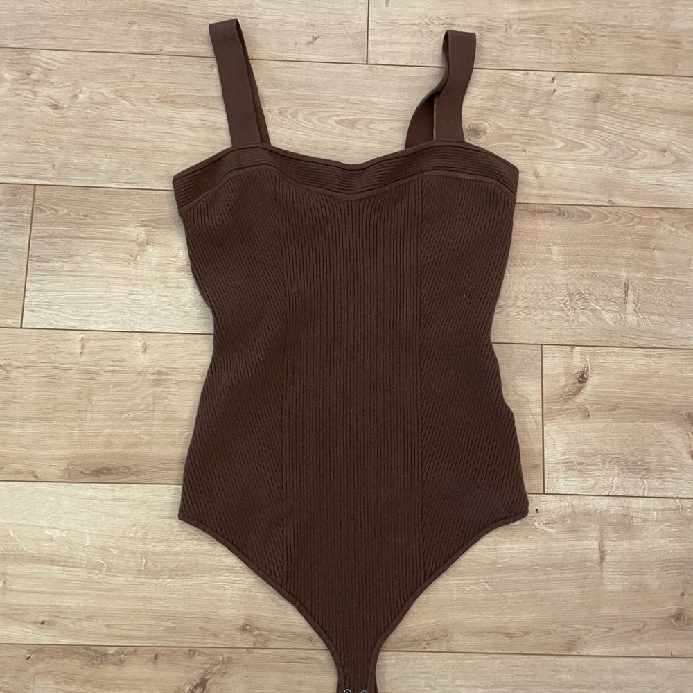 Abercrombie & Fitch Chocolate Ribbed sweater Bodysuit Tank XL